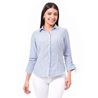 Blusas Mujer Pionier Blanco/Celeste  Amell